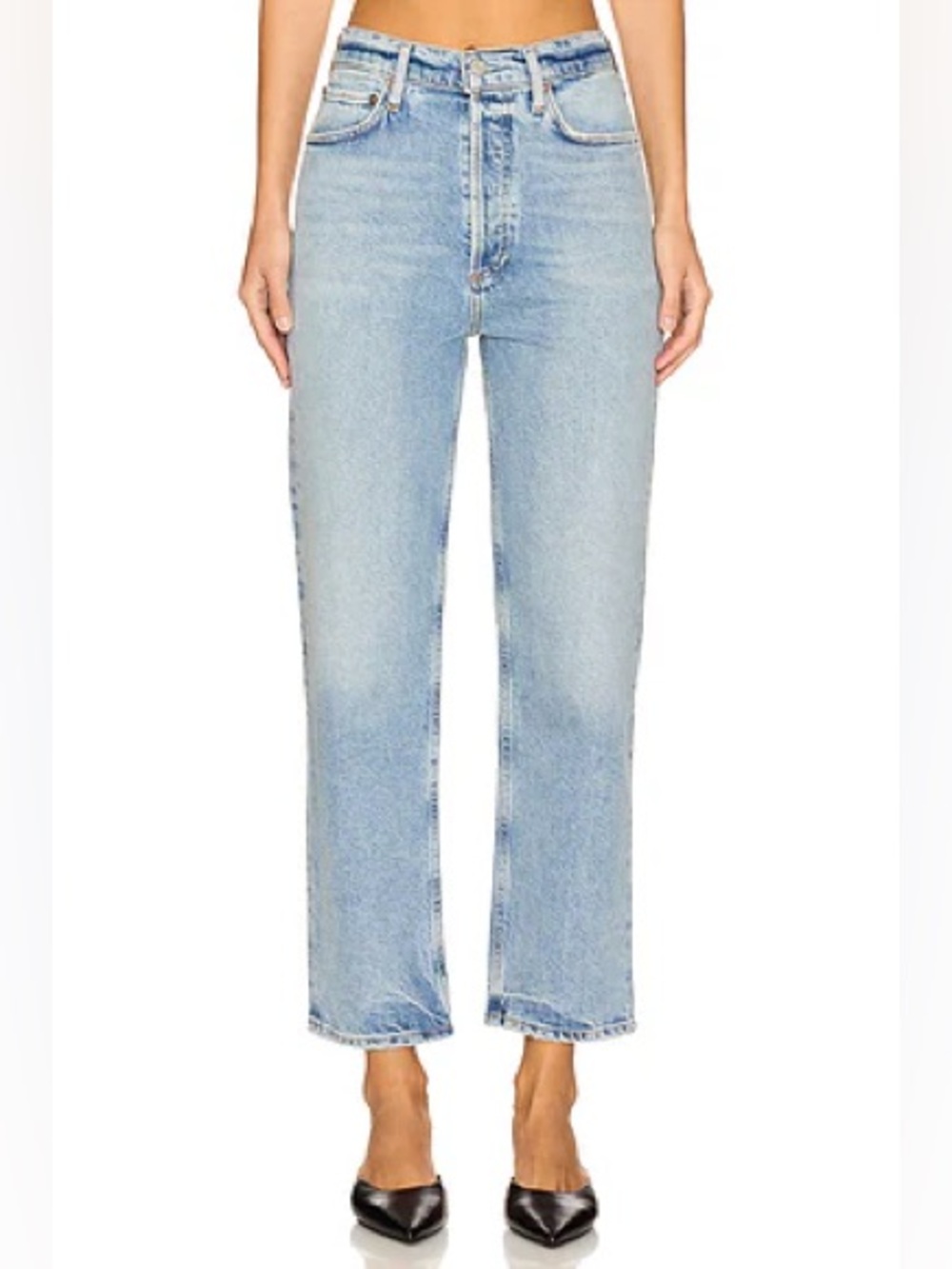 AGOLDE 90s Pinch Waist High-Rise Crop Straight Leg Jeans In Ripple Size 24 NEW